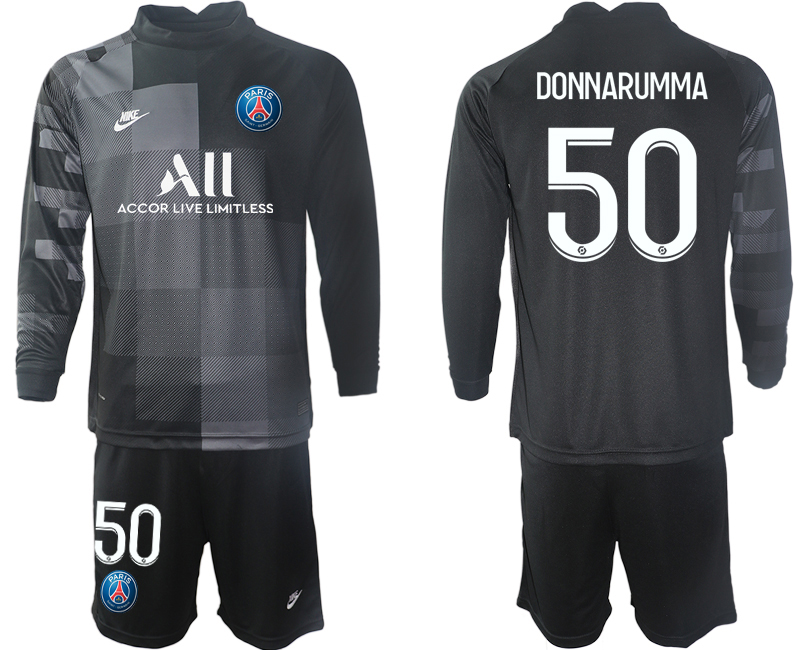Men 2021-2022 Club Paris St German black goalkeeper Long Sleeve #50 Soccer Jersey->customized soccer jersey->Custom Jersey